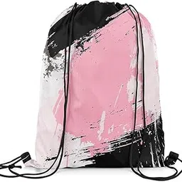 feelyou Abstract Art Drawstring Backpack Geometric Gym String Bag Decor Stripe Line Drawstring Bags Modern Striped Art Waterproof Cinch Bag Bedroom Pink Black White, Pink, 13"x15.7", Daypack Backpacks-picture-25