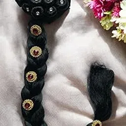 StayBuy™ Juda choti Hair Accessories For Women and Girls With Stone Work For Festives Designer Bridal Wedding Party Color Black-picture-40