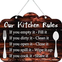 CVANU Our Kitchen Rules Wooden Wall Hanging/Door for Decorative Home & Kitchen (8inchX10inch)-image-99