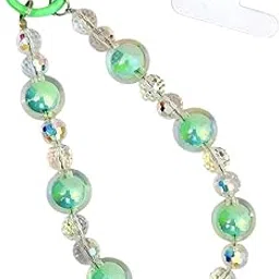 TERA 13 Green Beads Phone Charms Aesthetic Crystal Clear 1 pcs Acrylic Heart & Teddy Bracelet Hangings For Mobile Cover String Jewellery Good Luck Lanyard For Women Girls Handmade Pearl Wrist Strap-picture-34