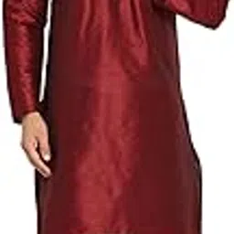 sojanya (Since 1958 Men's Maroon and Black Dupion Silk Dhoti Kurta Set-picture-18