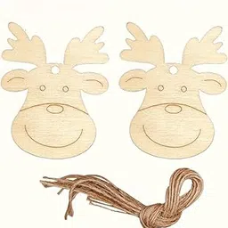 American Elm 20pcs Wooden Reindeer Ornaments – 8x6.5 cm Unfinished Wood Circles for DIY Painting, Christmas Tree Cutouts, Holiday, Wedding & New Year Decor-image-83