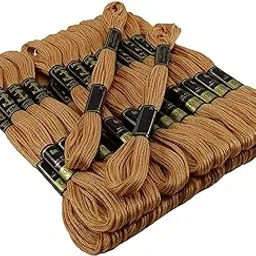 Kshiti Cross Stich/Long Stich Embroidery Cotton Threads, 8 Mt Each Skeins, Light Brown(Pack of 12)-picture-30
