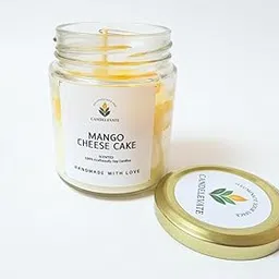 Mango Cheesecake Scented Soy Wax Candle in Glass Jar, 60 Hour Burn Time, Sweet Fruity Aroma (2)-image-51