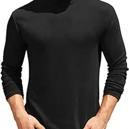 hellknit High Neck Ribbed Cotton T-Shirt for Men & Women – Black & White, Stretch Slim Fit, Full Sleeves, Soft Breathable Casual Wear -HN03 (in, Alpha, L, Black)-picture-27