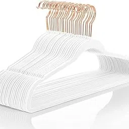 M.T. BROTHERS Velvet Hanger - Non-Slip Velvet Hangers - Clothes Hanger Ultra Thin Space Saving 360 Degree Swivel Hook Strong And Durable Clothes Hangers (White Velvet, Pack Of 10 Count)-image-2