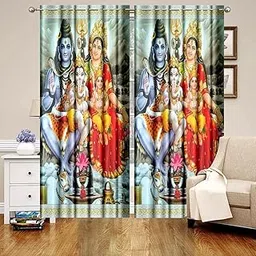 Prozone Polyester Digital God Ganesh Shiv and Parvati Ji Print Curtains for Home,Pooja Room,Temple,Pack of 1 (Design 1, 7x4 feet)-picture-26