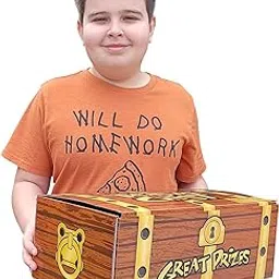 Huge Wood Looking Treasure Chest Box (16" x 9") Cardboard. Brown and Gold. Easy to Assemble. Perfect Prop for your Pirate Themed Birthday Party!-picture-24