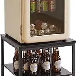 Small Table Square Side Table 50x50x50cm Low Table Bedside Table Small Refrigerator Rack with Adjustable Storage Shelf Printer Stand Easy Assembly Black YD-TM153B-picture-34