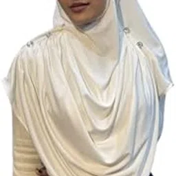 nazneen front gather & pleated with Cristal stone ready to wear prayer Hijab (WHITE)-picture-23