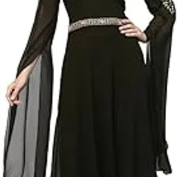 TS Lifestyle Women's Embroidered Maxi Fit Flared Ethnic Dress Black-picture-62