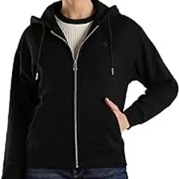 calvin klein Jeans Women's Cotton Neck Hooded Sweatshirt (47B237G001-S_Black-picture-14