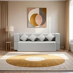 Amazon Brand - Solimo 4 Seater Sofa Cum Bed 78x36x14 inch Jute Fabric with 4 Cushions 4 Seater Double Foam Fold Out Sofa Cum Bed (Finish Color - Light Grey Delivery Condition - Pre-Assembled)-picture-15