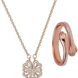 Anti Tarnish Fancy Clover Gift Box | Necklace, Earrings & Bracelet Jewellery Set for Women | Latest Stylish Minimal Jewelry Sets | Modern Design Aesthetic Accessories | Gifts for Mother's Day-image-11