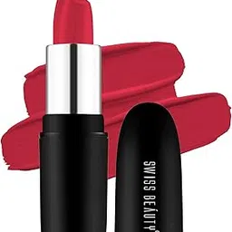 Swiss Beauty Pure Matte Creamy Lipstick | Non-drying, Highly pigmented Lipstick | Shade- Coral Red, 3.8gm|-picture-21