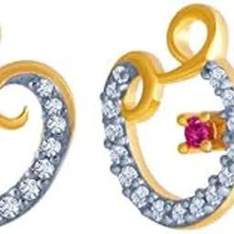 p.c. chandra jewellers 14k (585) Yellow Gold and American Diamond Stud Earrings for Women-picture-50
