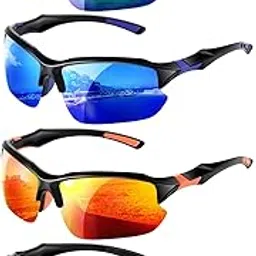 4 PACK Polarized Sport Sunglasses for Women & Men, UV Protection, Lightweight Running Cycling Fishing Sunglasses, Unisex Outdoor Shades-image-12