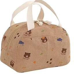 Woleebee Large Insulated Lunch Bag | Reusable Thermal Cooler Tote with Zipper | Water-Resistant Lunch Box for Office, School, Work, Picnic & Travel – for Men, Women & Kids (Corduroy Bear)-image-63