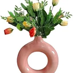 ARTISAN NATION Donut Shaped Vase Hollow Design/Handmade Expertly Designed and Crafted Ceramic Vase | Pink-picture-25