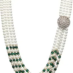 geetanjali crafts Handmade Pearl Stone & Studded AD(American Diamond) Necklace Jewellery For Men/Groom For Wedding(Dhula Mala/Kantha Haar) Or Special Occasions (7974)-picture-14