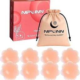 nipcinn Reusable Nipple Cover for Women Silicone Nipple Pasties to Cover Under Bra Pads Skin Friendly Adhesive Premium Ultra Thin Nipple Pads Girls Breast Invisible Pasties Waterproof, Flower-picture-47