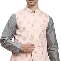 Mens Stylish Polyster Floral Digital Printed Nehru Jacket | Two Pockets | Mandarin Collar | Lightweight | Comfortable Mens Nehru Jacket-image-86
