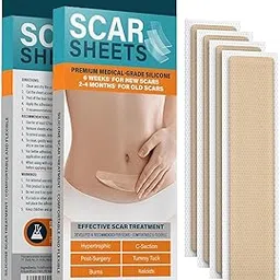 Silicone Scar Removal Sheets - Keloid, C Section, Post Surgery & Acne Scars Treatment-2 Month Supply - Silicon Soft Long Strips & Sheets Healing Alternative to Gel, Tape etc -5.7" x 1.57"- Beige-picture-11