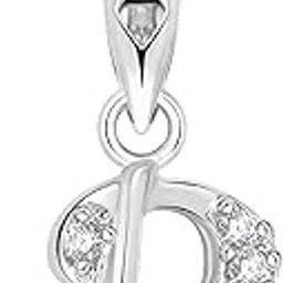 vighnaharta "P" Alphabet Silver CZ Rhodium Plated Pendant for Women-picture-37