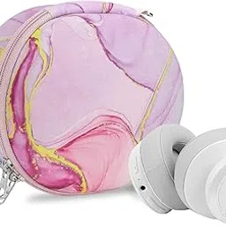 Geekria NOVA Headphones Case Compatible with JBL Tune770NC/760NC/750BTNC/710BT/700BT, Replacement Hard Shell Travel Carrying Bag with Cable Storage (Pink Marble)-image-2