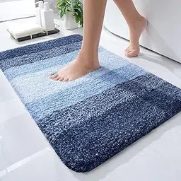 VNQ India Luxury Bathroom Rug Mat, Extra Soft and Absorbent Microfiber Bath Rugs, Non-Slip Plush Shaggy Bath Carpet, Machine Wash Dry, Bath Mats for Bathroom Floor, Tub and Shower 17" x 24", Blue-picture-27