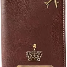 the unique gift studio Customised Passport Cover Holder with Personalised Name Charm Leather Passport Cover Holder for Men Women Customised Passport Holder for Gift, Brown image 1