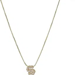 sky shoppers. Cubic Zircon Alphabet Letter Pendant Unisex Chain-picture-39