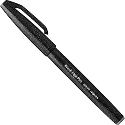 Pentel Arts Bold Colours Water Based Brush Sign Pen | Ideal For Modern Calligraphy & Decorative Writing | Black, Pack of 1 (SES15C)-picture-27