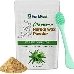 HERBFEEL Herbal Wax Powder For Women and Men | Instant Hair Removal | Painless & Quick, BAS-Free, pH-Balanced | No Smell | Safe for Bikini, Face & Body | No Side Effects | Unisex (ALOEVERA, PACK OF 1)-picture-29