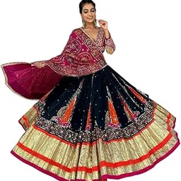 Women's Embroidered Lehenga Choli In Heavy Muslin Cotton-picture-29