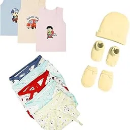 Fash-N-Vibe Infant Care Set with Vests Nappies Napkins Cap Mittens Booties and Labeled Washcloths for Babies Essentials Bundle for Gifting Travel and Daily Needs_1-picture-11
