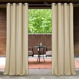 StangH Outdoor Curtains for Patio Waterproof - Outdoor Blackout Curtains Porch Outdoor Curtains Wind Repellent Privacy Window Curtain Draperies with Grommets, Cream Beige, 52" X 108" Inch, Single-image-42