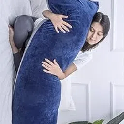 slatters be royal store Soft Microfiber Hug Pillow for Sleeping, Full Body Pillow, Long Pillow for Bed, Pregnancy Pillow, Large Pillow with Velvet Cover, Blue Grey (20 x 54 Inches, Blue Grey)-picture-28