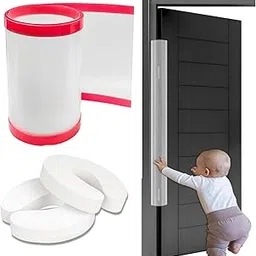 Baby Proofing Finger Door Guard & Finger Pinch Guard Set, Includes 2×U-Shape Guards + 1×1.2m Self-Adhesive Hinge Cover Strip, Kids & Baby Safety Door Stopper-image-21