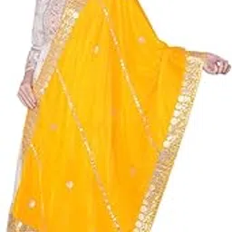 a r silk Women's Yellow Striped Gota Patti Work Velvet Fancy Dupatta(ARS0954)-picture-31