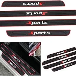 Auto E-Shopping Rubber Car Door Entry Foot Step Sill Plate Guard Scuff Plate Protection Sports Design with Adhesive Tape 4 Piece-picture-30