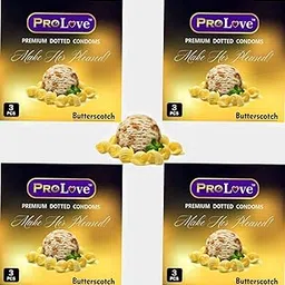 ProLove Premium Condoms For Men With Dotted Rings, Extra Dotted For Her Extra Stimulation, Lubricated Latex Condoms, Butterscotch Flavoured, 3 Pieces x Pack Of 4-picture-25