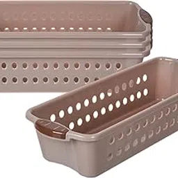 Kuber Industries Pack of 4 Storage Basket | Storage Organizer for Kitchen-Refrigerator-Vegetables-Stationery | Multipurpose Cabinet Shelf Rack | Storage Box for Kitchen | JAWA-1 | Small | Peach-picture-20