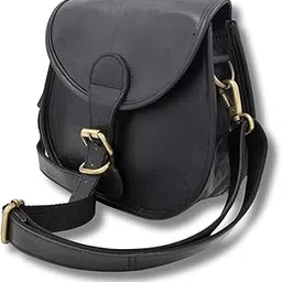 The Thar Rider - Handcrafted Classic Leather Saddle Sling Bag with Magnetic Closure, Black, Black, Small-image-10