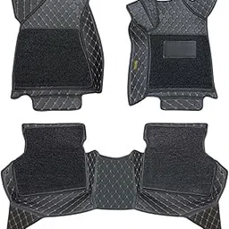 Autozing 7D Car Foot Mat Compatible with Hyundai I-20 (Model Year - 2014 to 2019)|7-Layer Protection|Faux Leather (Black) |Car Accessories Get Free Mat Cleaner Brush image 1