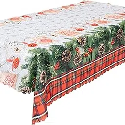 MERISHOPP Christmas Tablecloth for Rectangle Tables, Fabric Tablecloth Table Protector Style B-picture-12