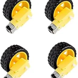 ElectroBoat® BO Motor Dual Shaft with Wheels | Smart Car Robot Gear Motor for Uno Projects | DIY Robotics & STEM Kits | Pack of 4 (Black & Yellow)-picture-29