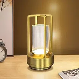 KriShit Mart Cordless Table Lamp for Outdoor Indoor, Rechargeable LED Crystal Lantern Lamp, 3 Color Stepless Dimming Touch, Battery Powered Table Light for Bedroom Restaurant(Metal Touch LAMP)-picture-47