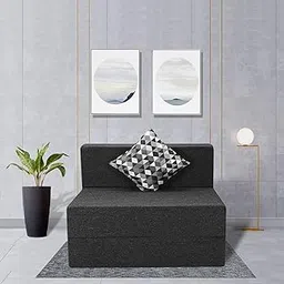 Seventh Heaven Jute Fabric Seater Sofa Cum Bed with Printed Cushions (Grey, 6'X3' (1 Seater))-picture-16