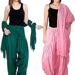 b9 store Women's Cotton Solid Combo Of 2 Patiala Salwar with Dupatta Set (Free Size)-picture-44